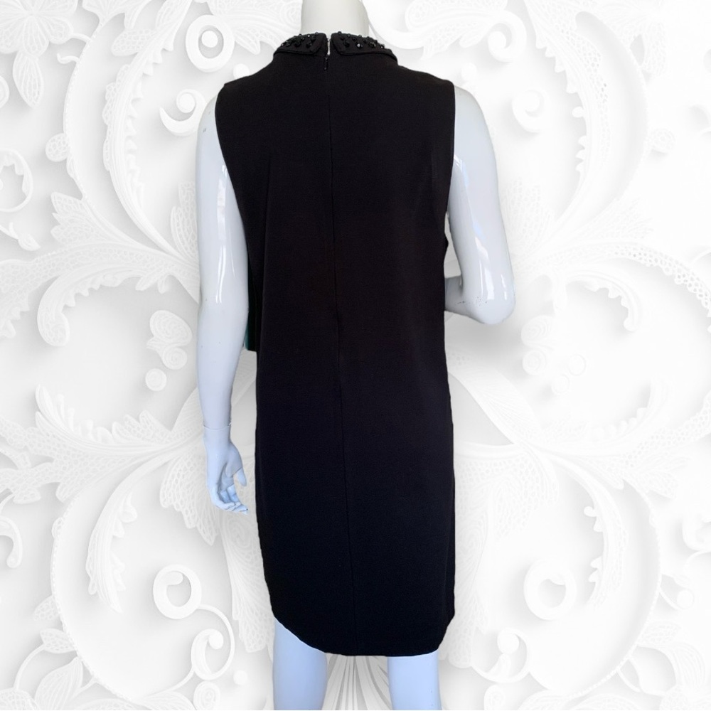 CYNTHIA ROWLEY BLACK PARTY DRESS WITH BEADED COLLAR. WOMEN’S SIZE 12 - Picture 3 of 8